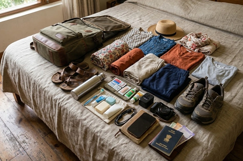 Complete India packing list for first time international travellers including clothes shoes medicines documents and electronics